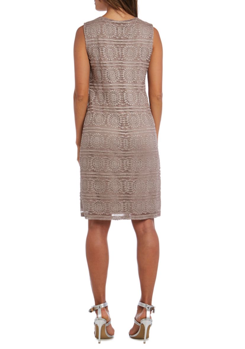 2 Piece Bead Neck Glitter Stripe Jacket Dress