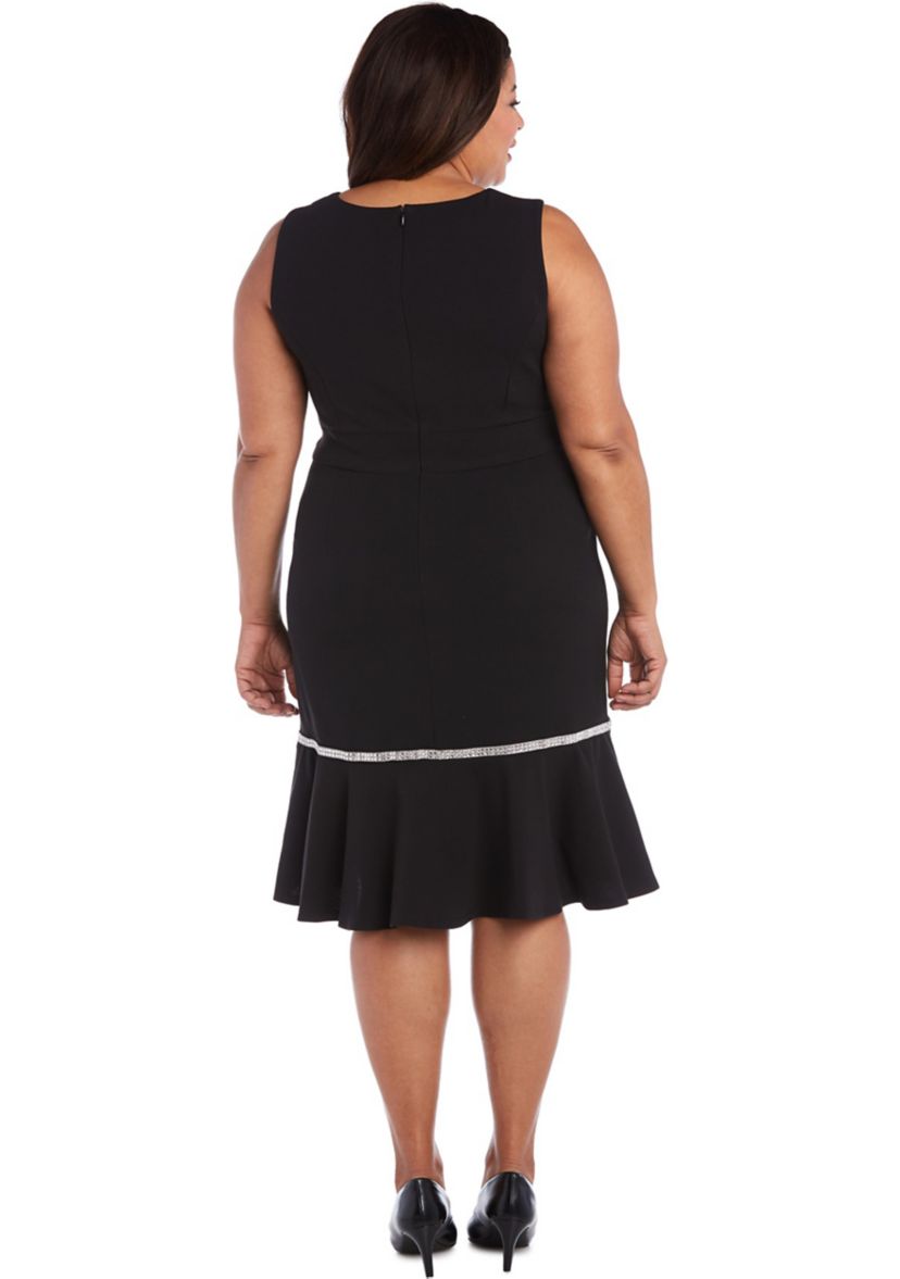 Plus Size Rhinestone Detail Flounce Dress