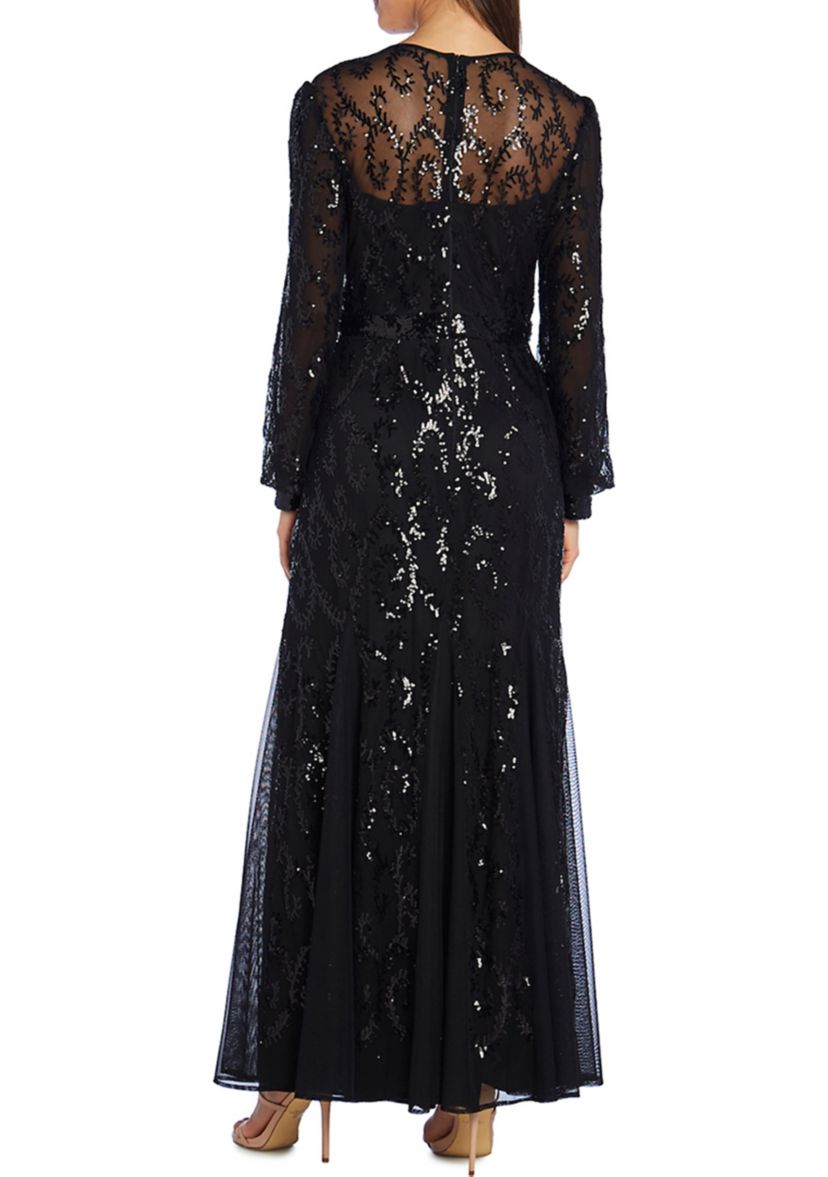 Womens Embroidered Blouson Sleeve Wrap Dress