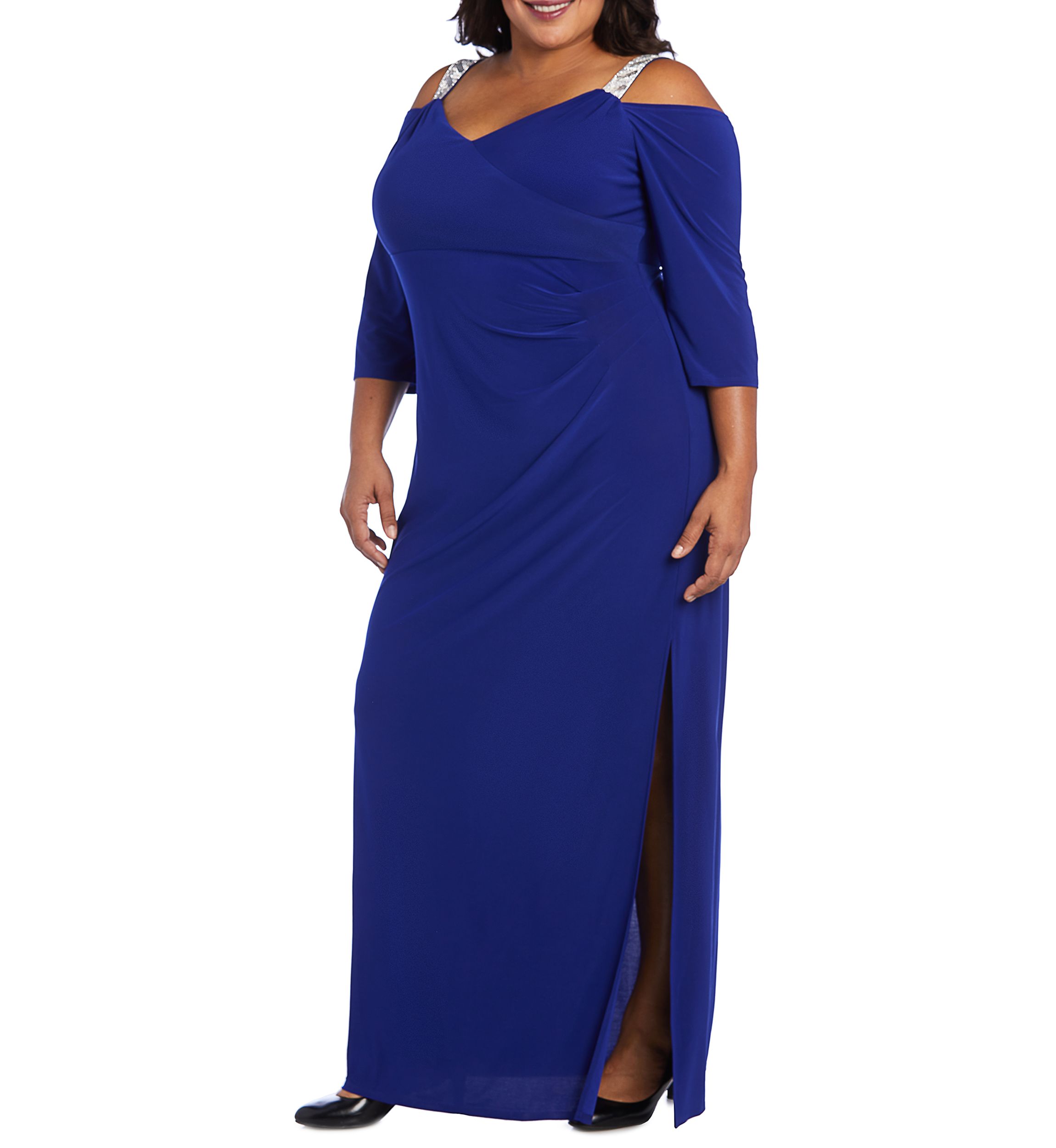 1Pc Cold Shoulder Rhinestone Detail Straps Dress