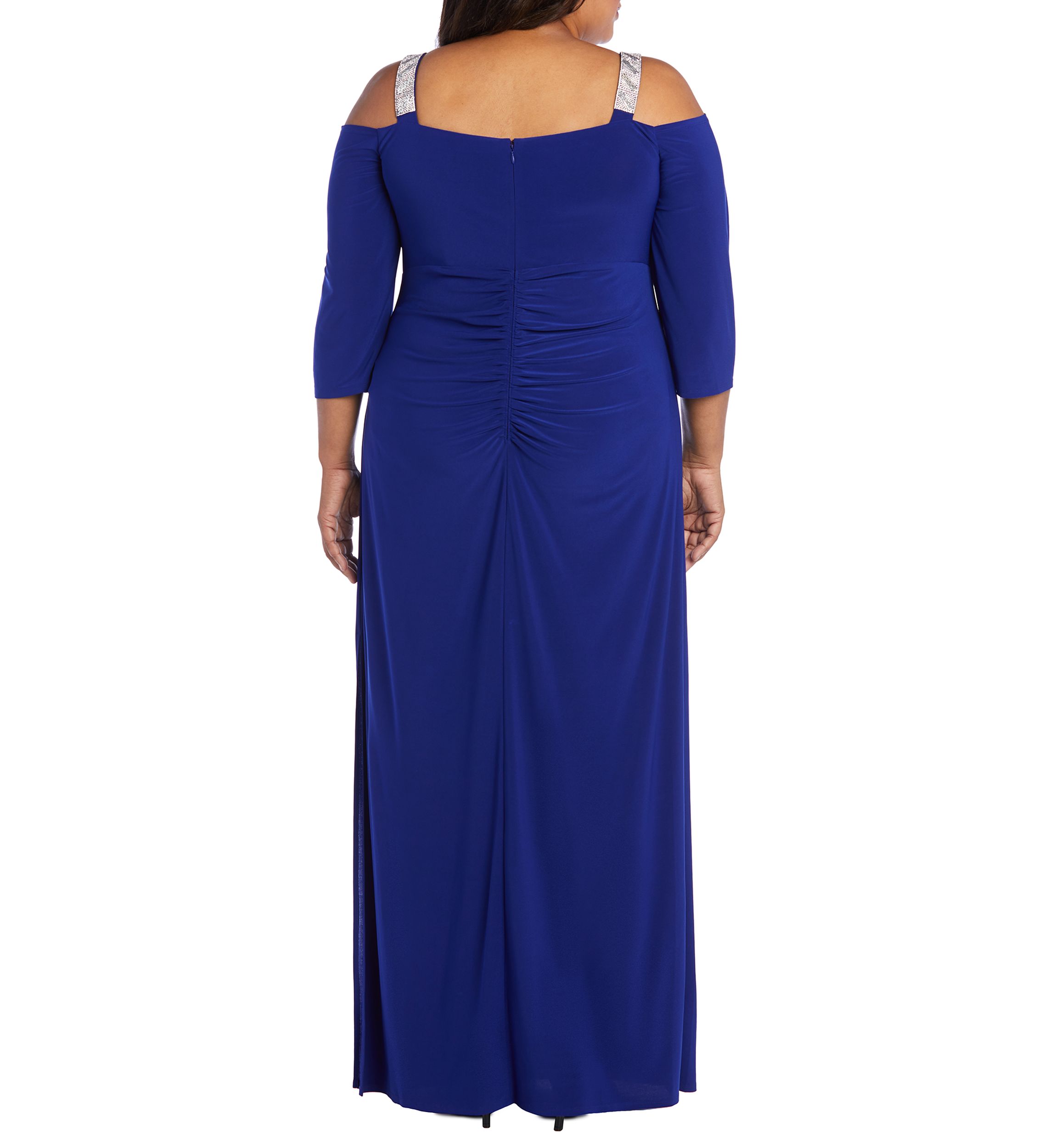 1Pc Cold Shoulder Rhinestone Detail Straps Dress