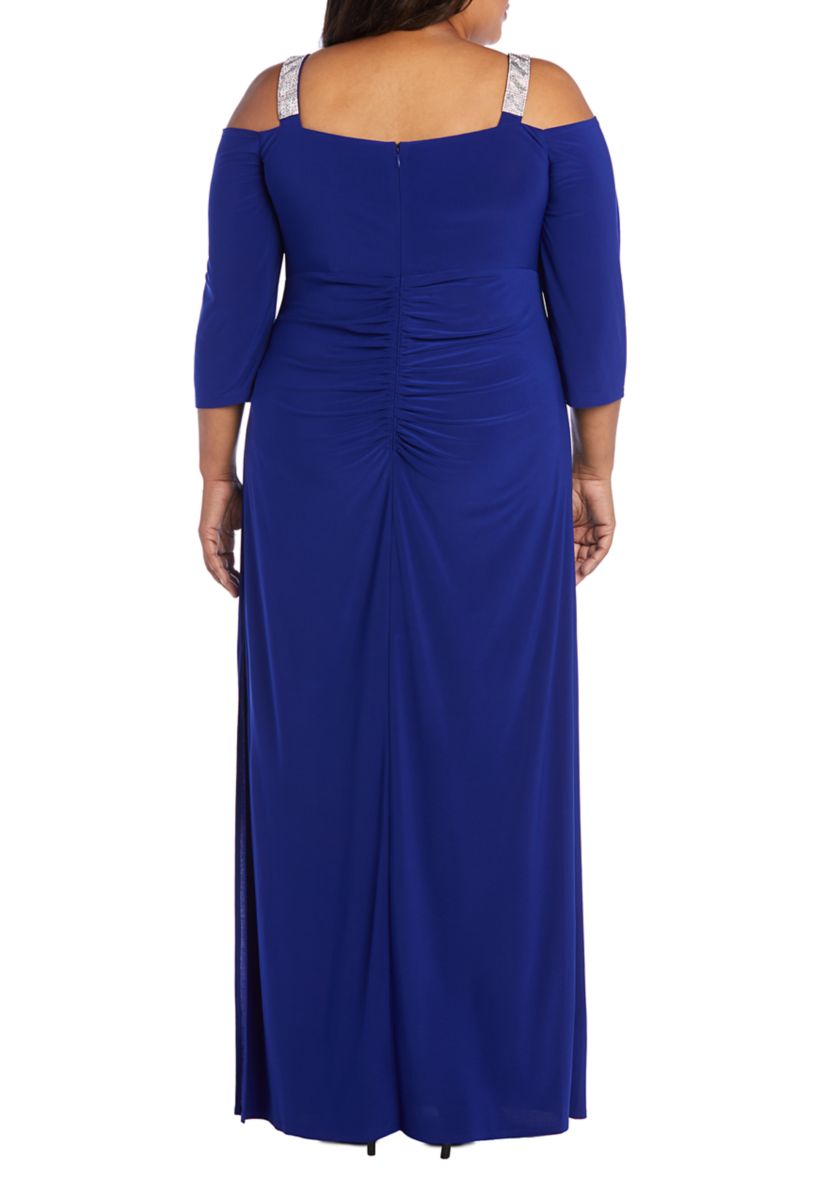 1Pc Cold Shoulder Rhinestone Detail Straps Dress
