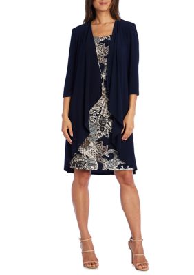 R & M Richards Women's Cascade Jacket and Puff Print Paisley Dress Set ...