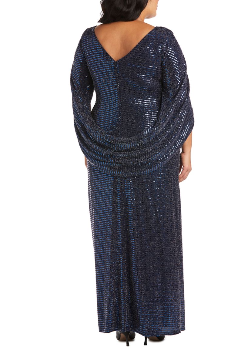 Plus Size One-Piece Long Back Drape Sleeve Dress 