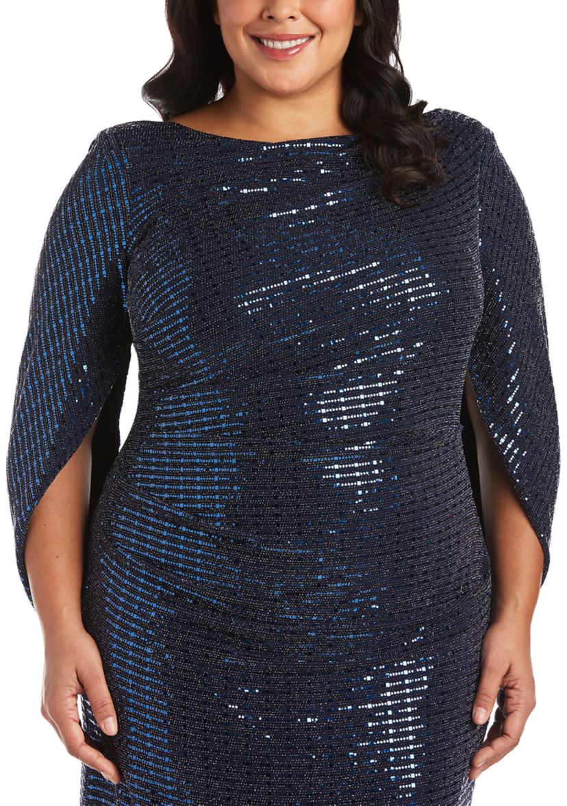 Plus Size One-Piece Long Back Drape Sleeve Dress 