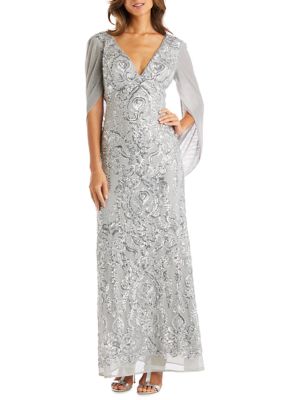 R&m Richards Women's Beaded Lace Gown