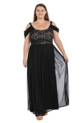 Long Lace Bodice With Matte Chiffon Full Skit And Draped Cap Sleeve