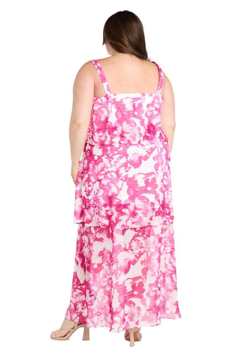 Womens 1Pc Printed Chiffon Tiered Maxi