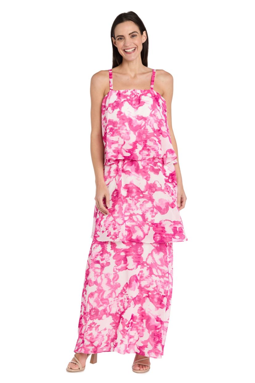 Missy 1Pc Printed Chiffon Tiered Maxi