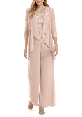 R & M Richards Women's 3/4 Sleeve Chiffon Pant Suit Set | belk