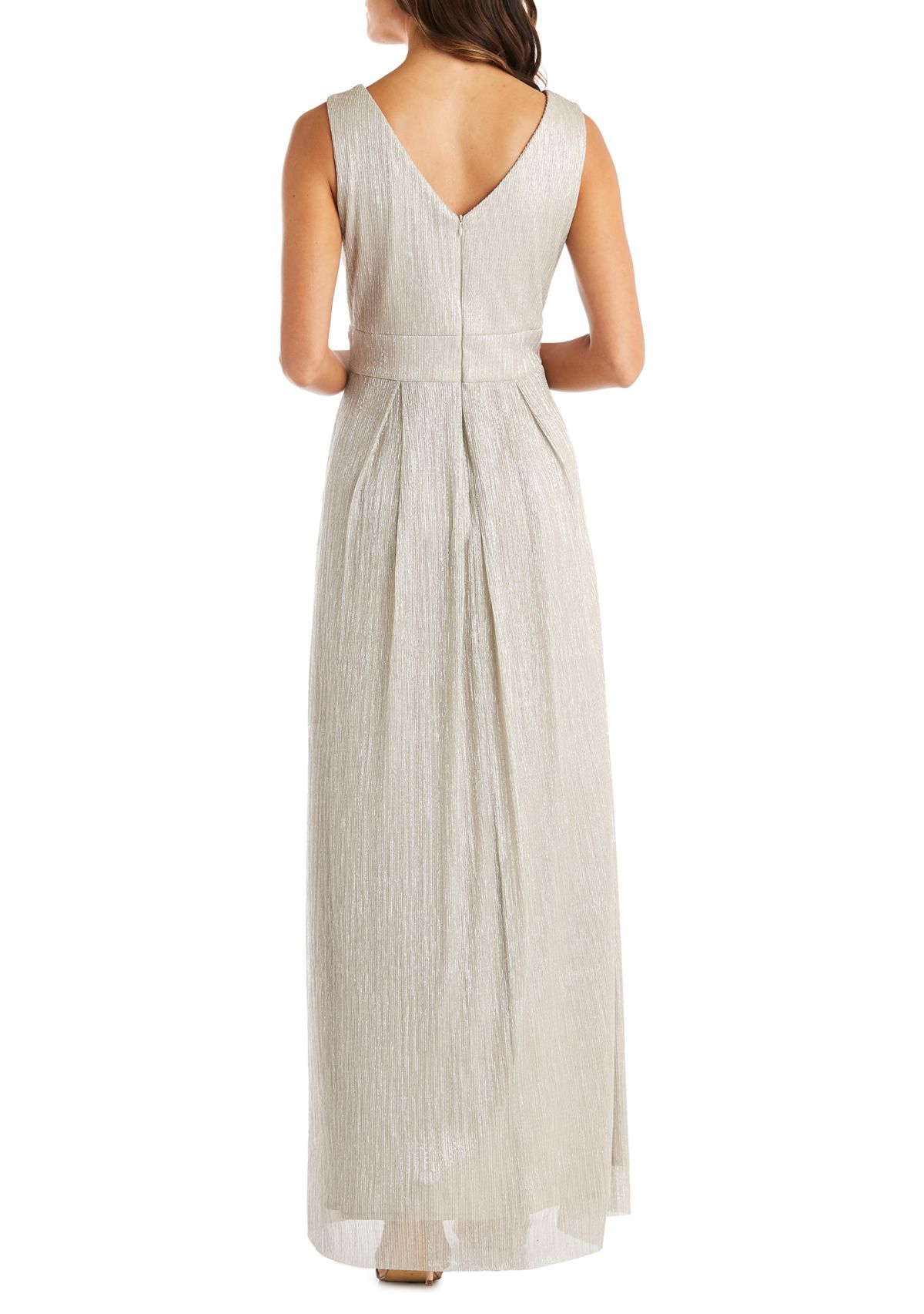 Petite  Long Crinkle Pleated Sleeveless Dress 