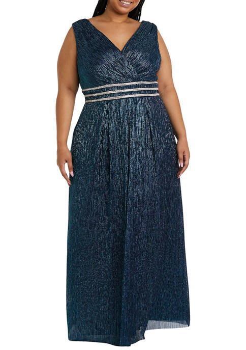 Plus Size One-Piece Crinkle Pleated Sleeveless Dress