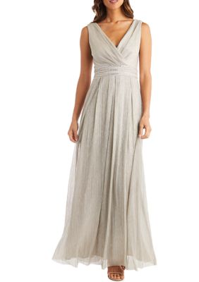 R & M Richards Women's Illusion Beaded-Trim A-Line Gown - Macy's