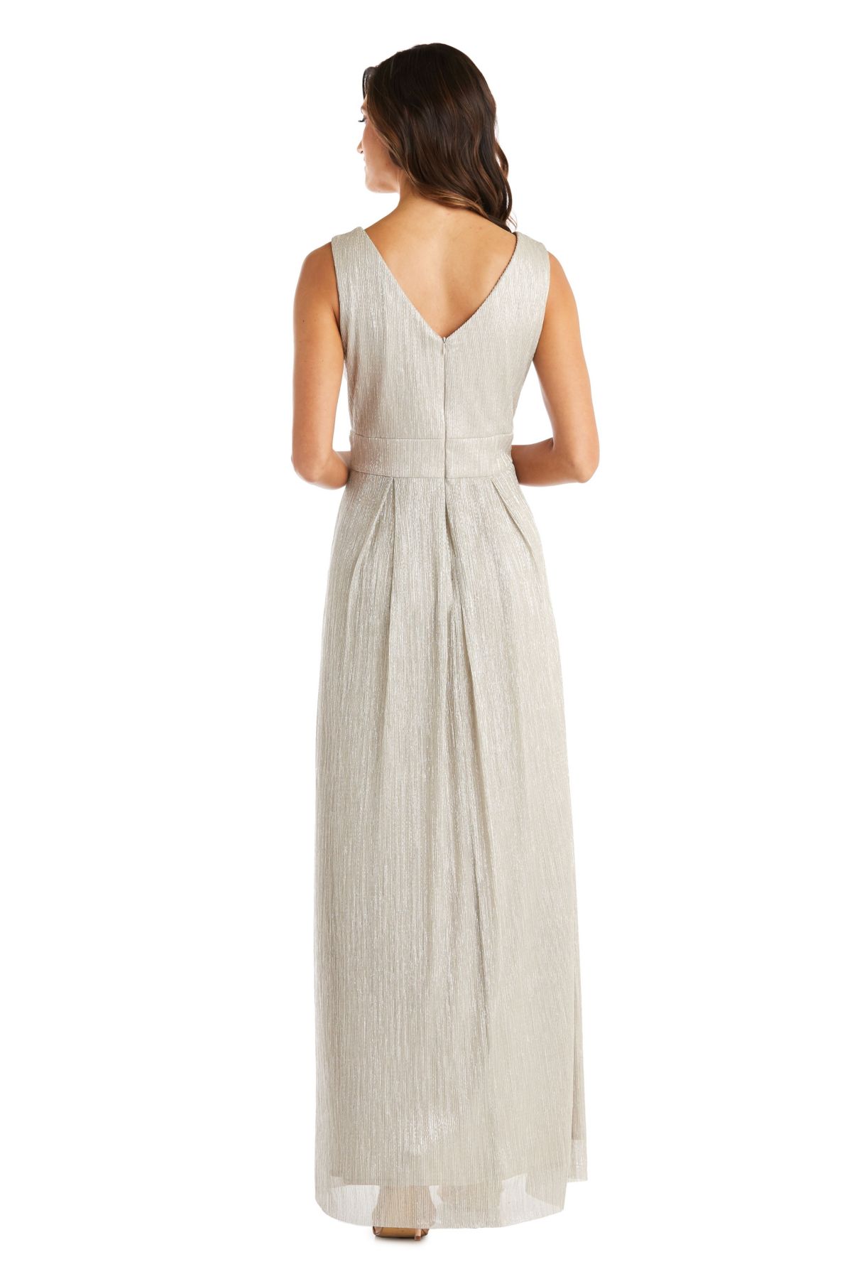 Womens Long Crinkle Pleated Sleeveless Dress