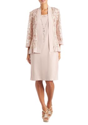 R & M Richards Petite 2 Piece Soutache Jacket Dress with Necklace | belk