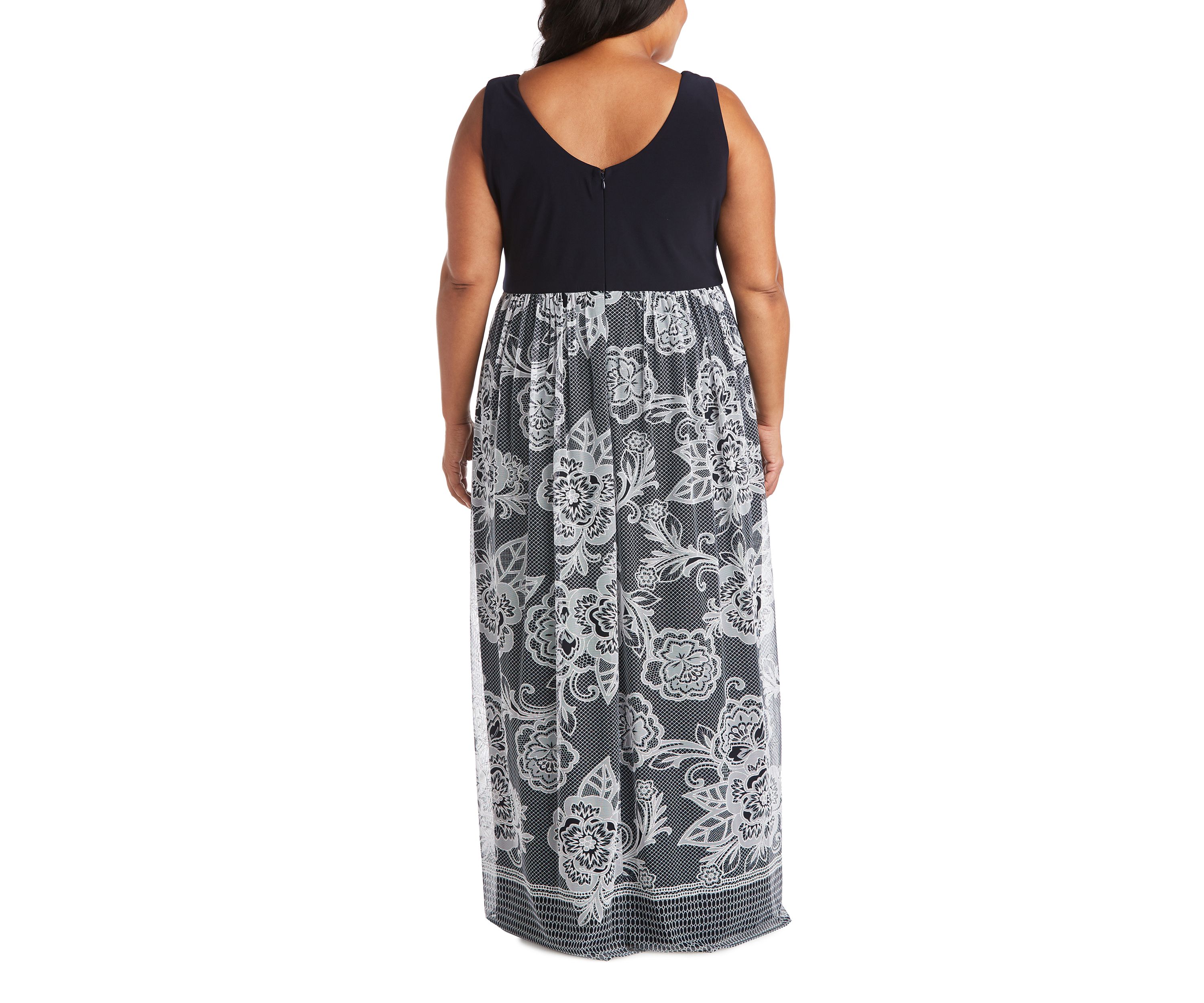 Plus Size V-Neck Criss-Cross Bodice Puff Print Maxi Dress