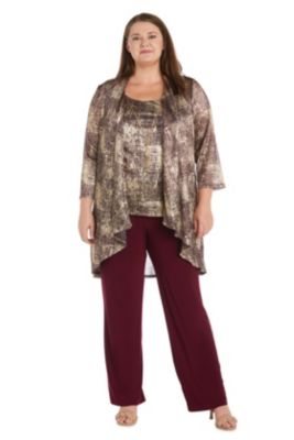 3Pc Print Foggy Foil Crinkle Duster Pant Set