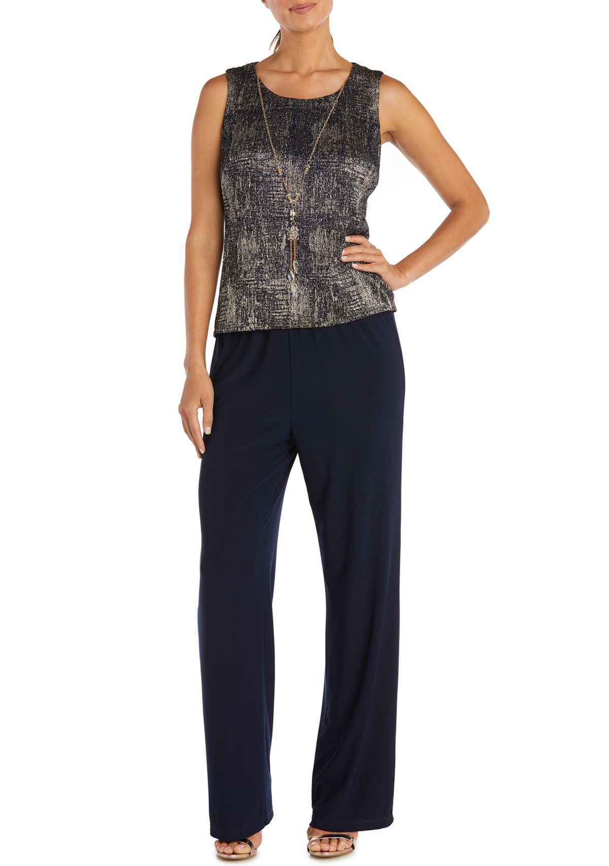 3Pc Print Foggy Foil Crinkle Duster Pant Set
