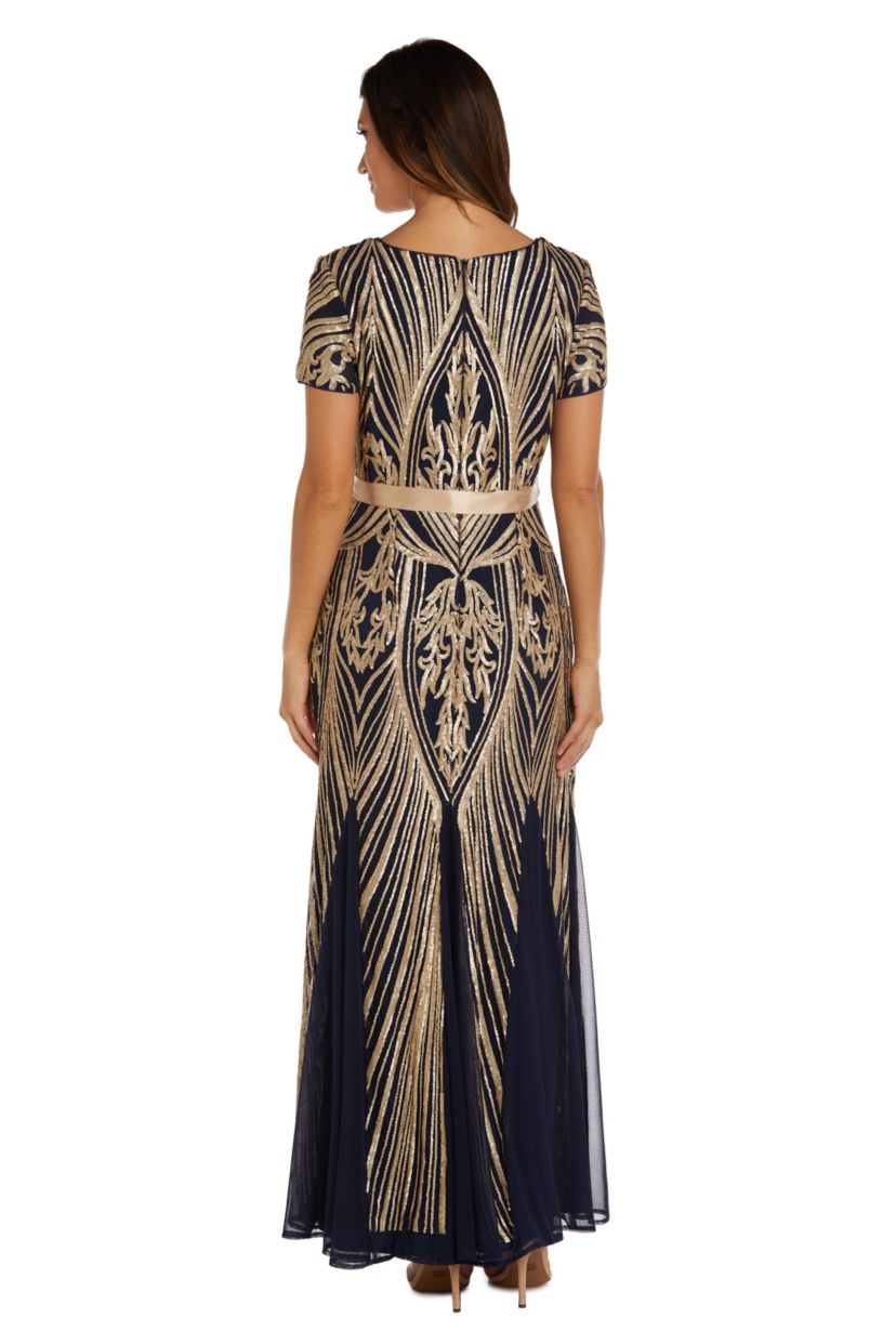 1Pc Sweetheart Neck Emb Sequin Panel Godet Dress