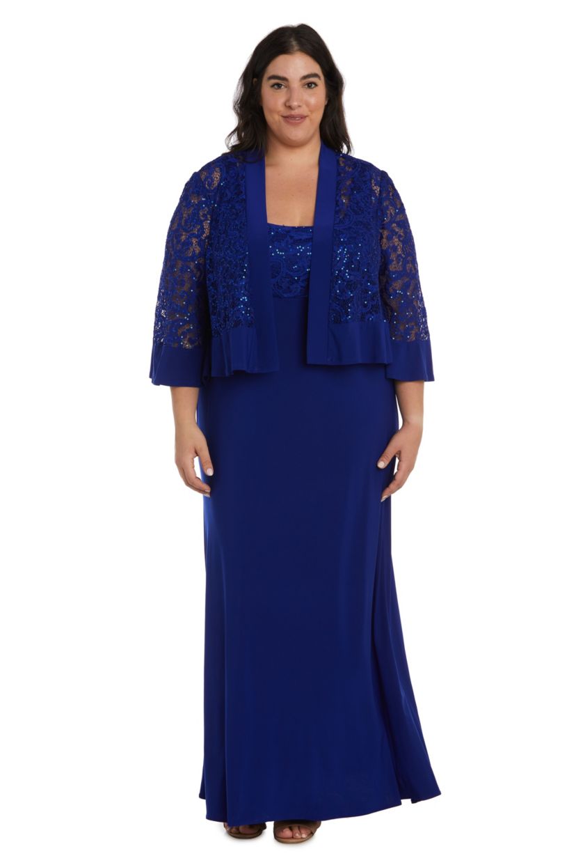 2Pc Banded Fishtail Emb Sequin Mesh Jacket Dress