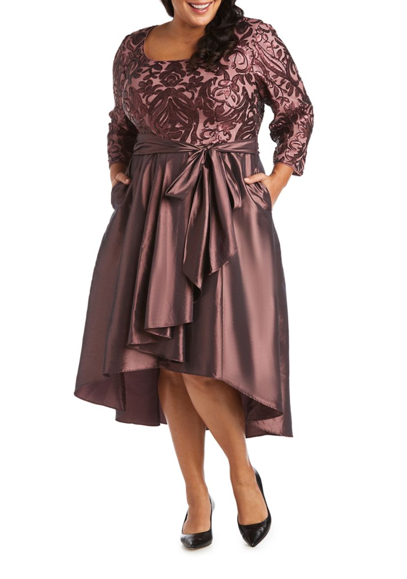 Plus Size Embellished Sequin High Low Party Dress