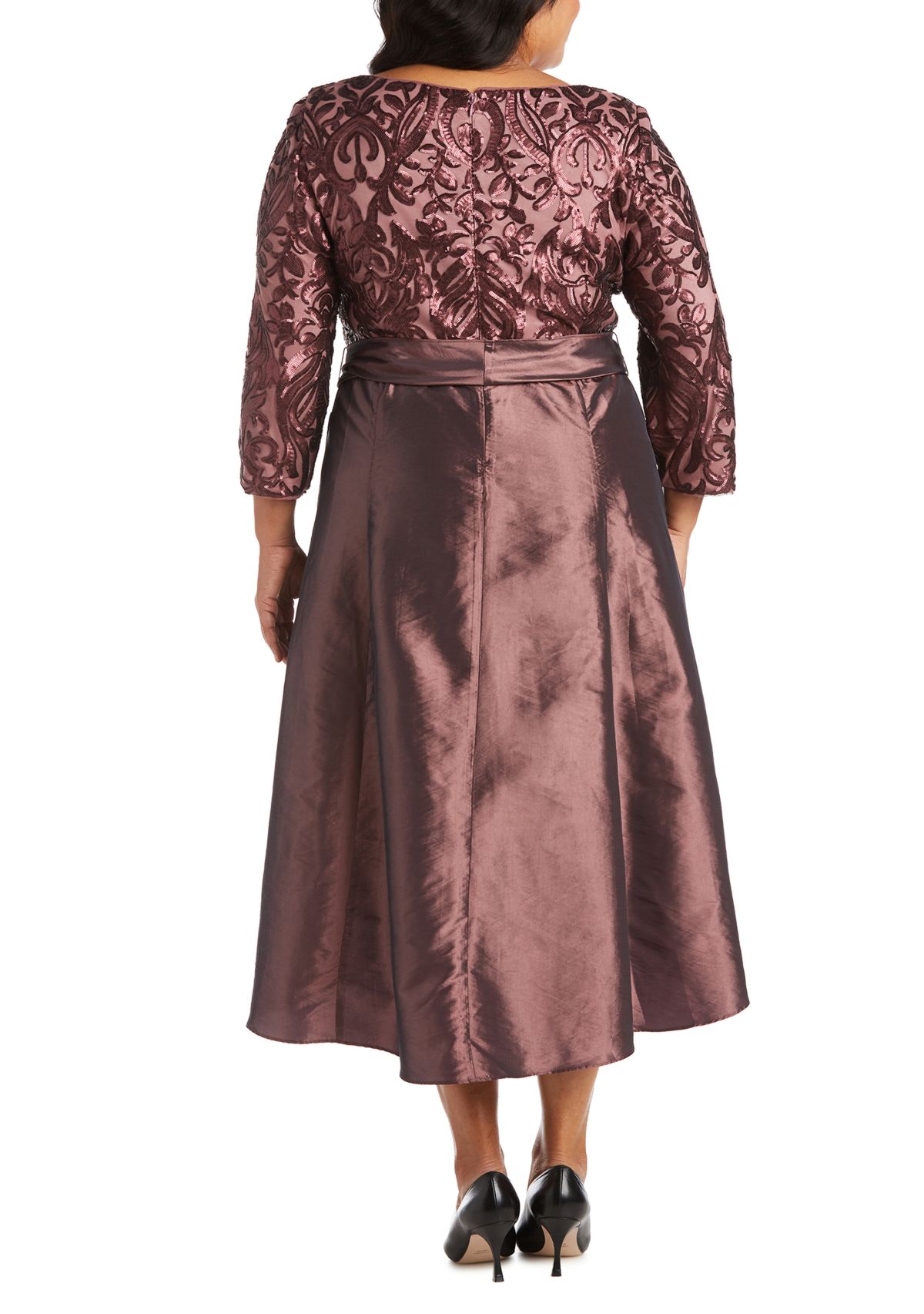 Plus Size Embellished Sequin High Low Party Dress