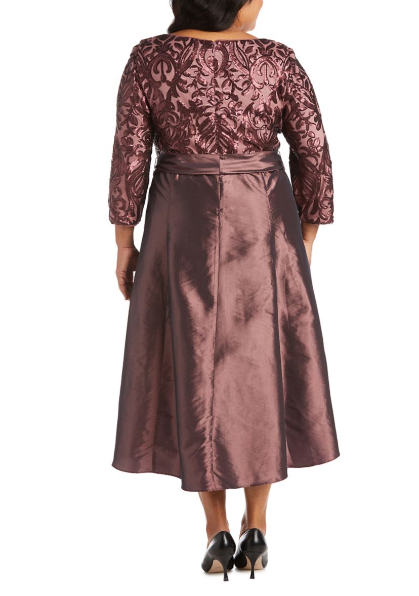 Plus Size Embellished Sequin High Low Party Dress