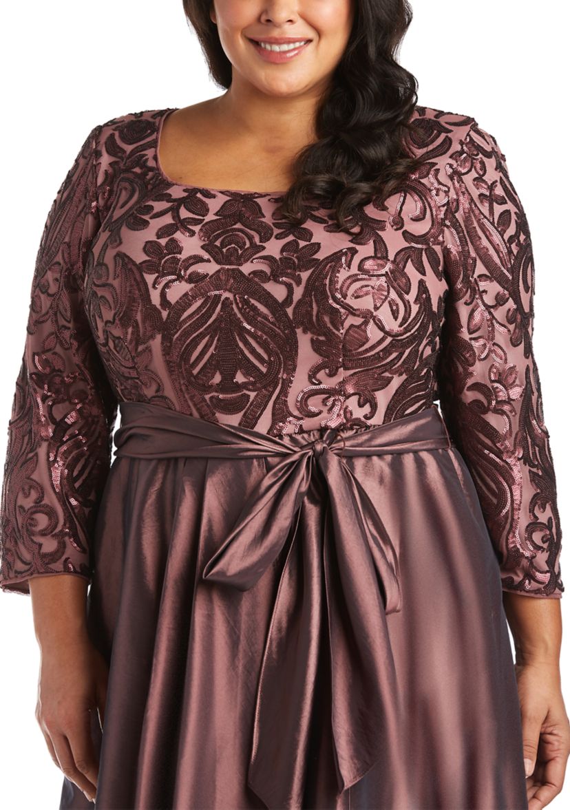 Plus Size Embellished Sequin High Low Party Dress
