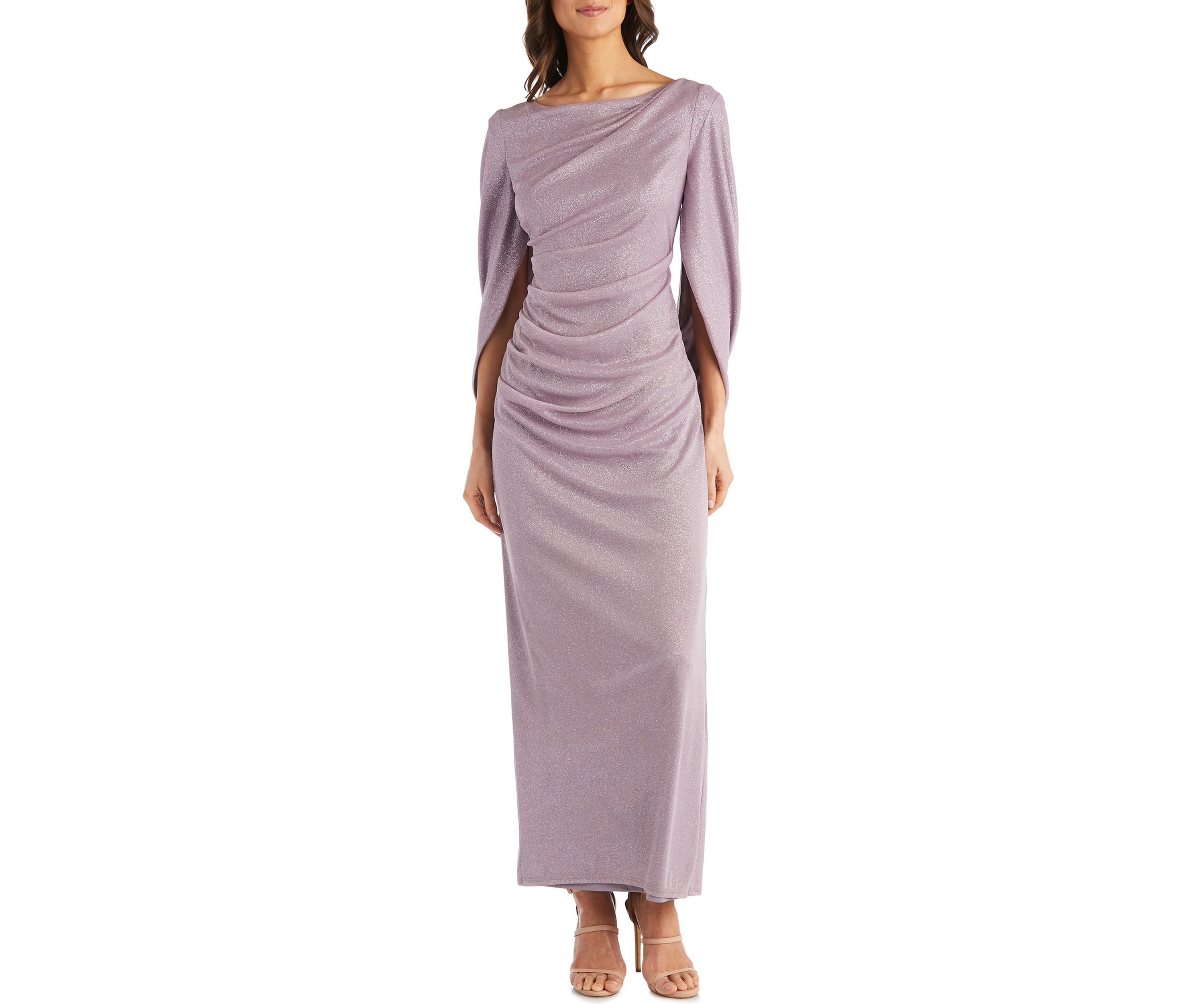 1Pc Drape Back Glitter Matte Jersey Chiffon Dress