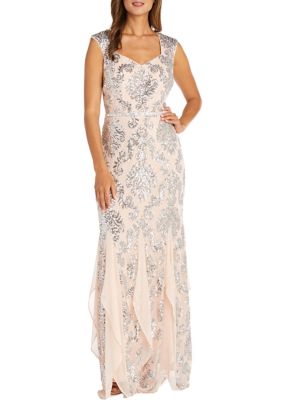 R&m Richards Petite Women's Sequined Godet Gown