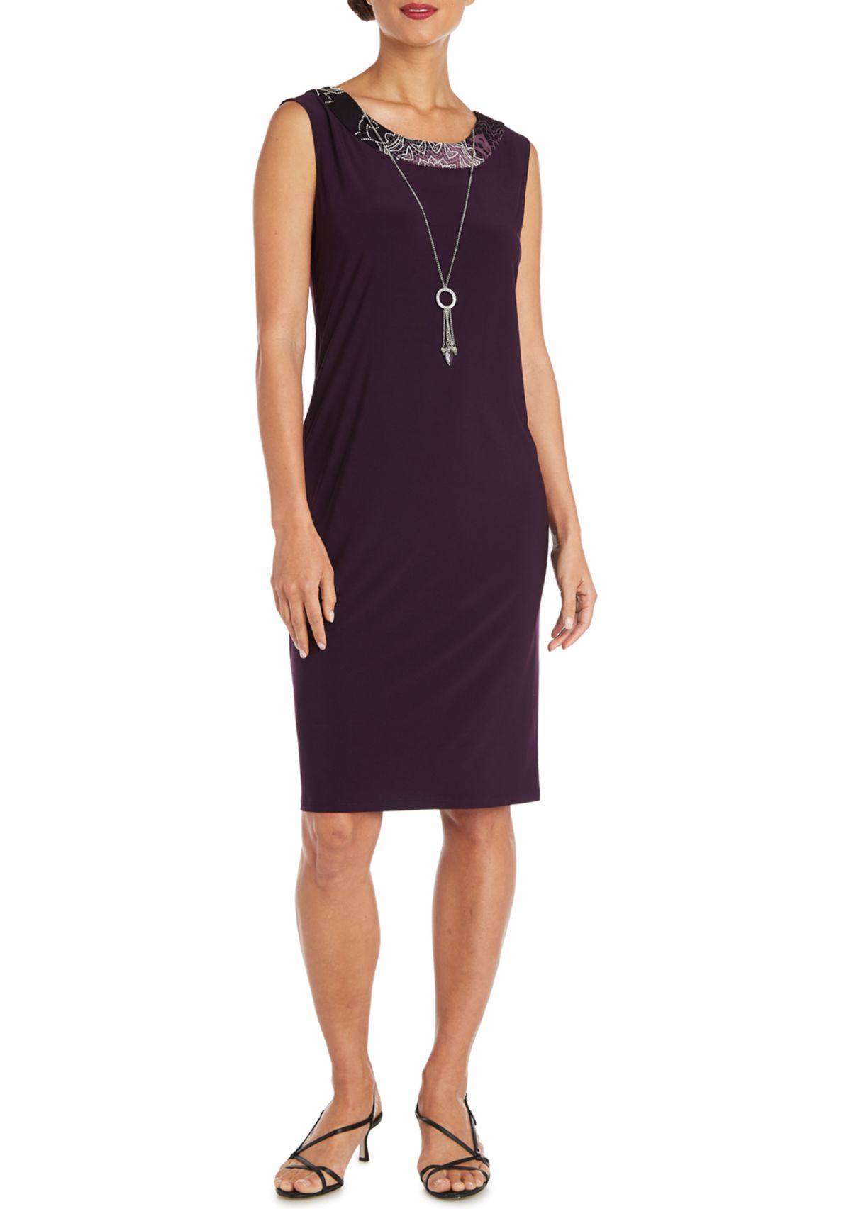 Womens 3/4 Sleeve Medallion Mesh Jacket Dress