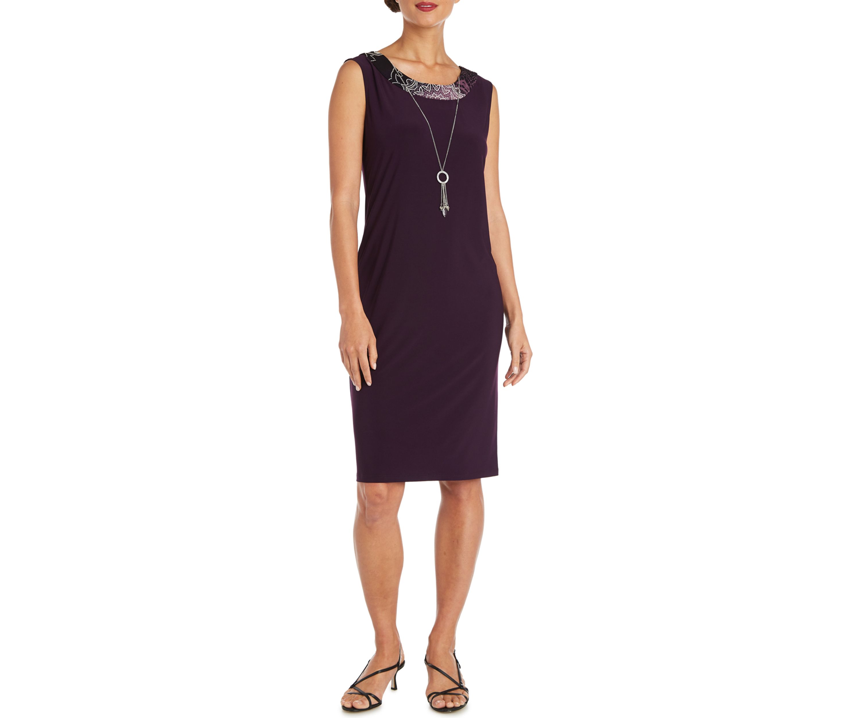 Womens 3/4 Sleeve Medallion Mesh Jacket Dress