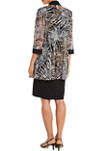 Womens Solid Sleeveless Dress and Animal Print Puff Shoulder Jacket - 2 Piece Set