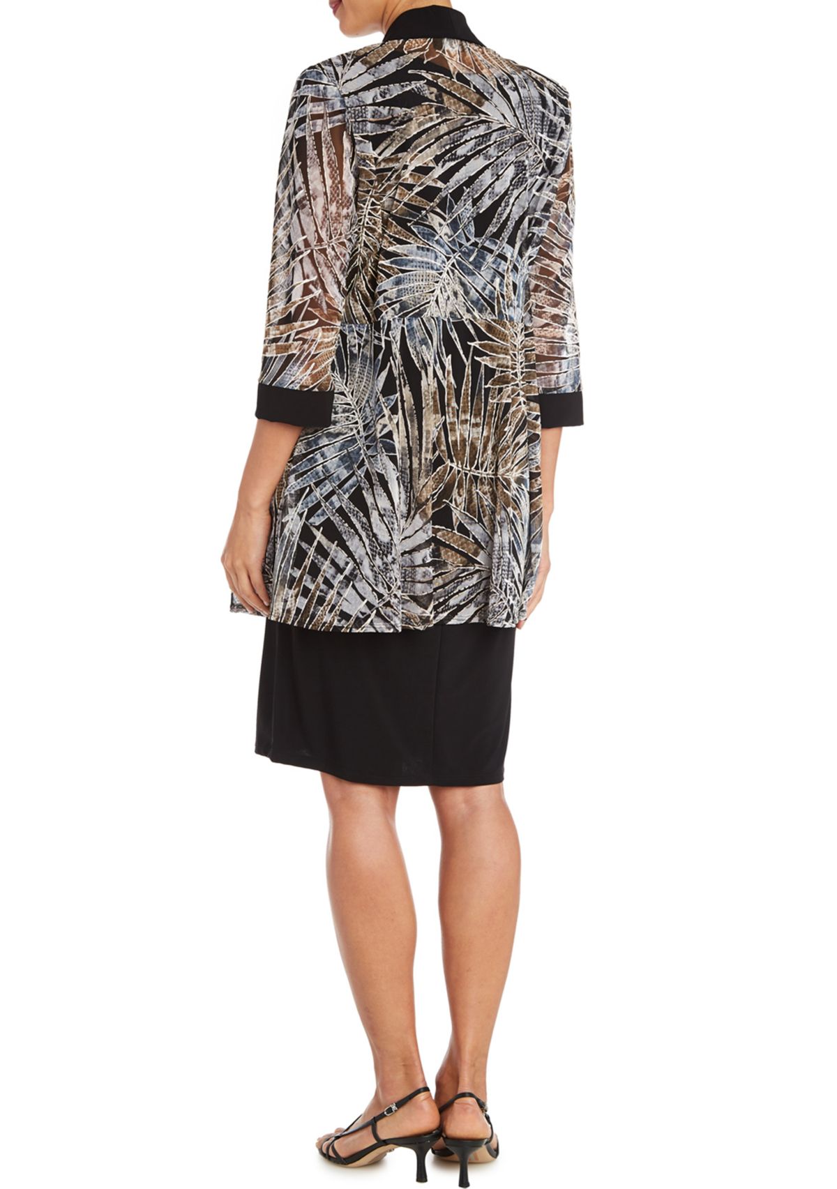 Womens Solid Sleeveless Dress and Animal Print Puff Shoulder Jacket - 2 Piece Set