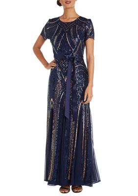 R&m Richards Petite Women's Sequined Rainbow Evening Gown