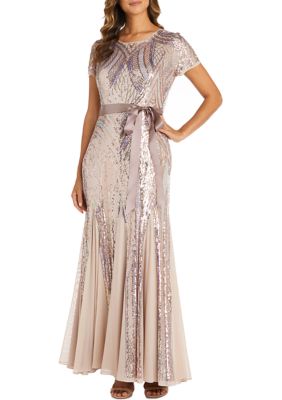 Sequined Rainbow Evening Gown