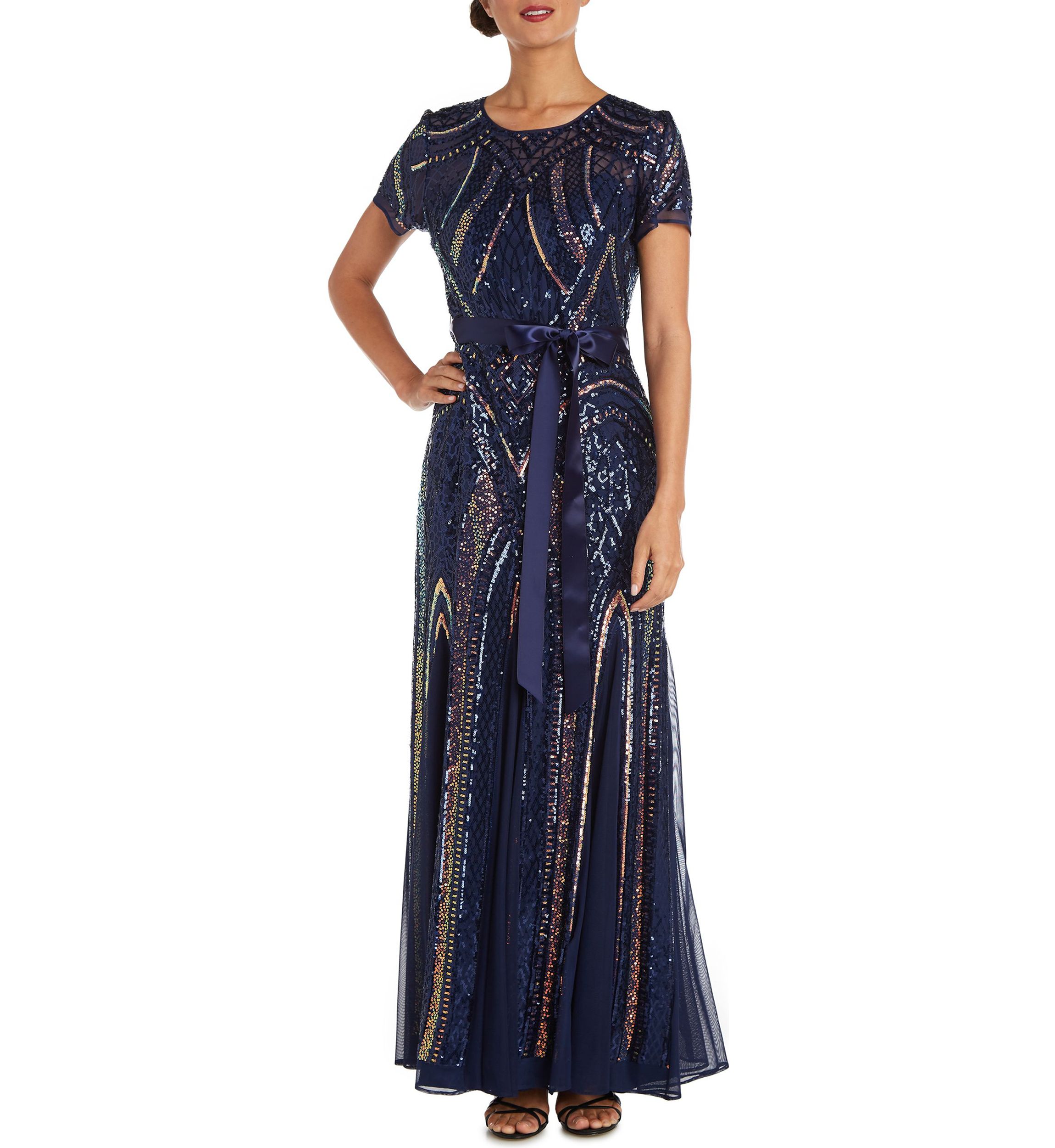 Sequined Rainbow Evening Gown