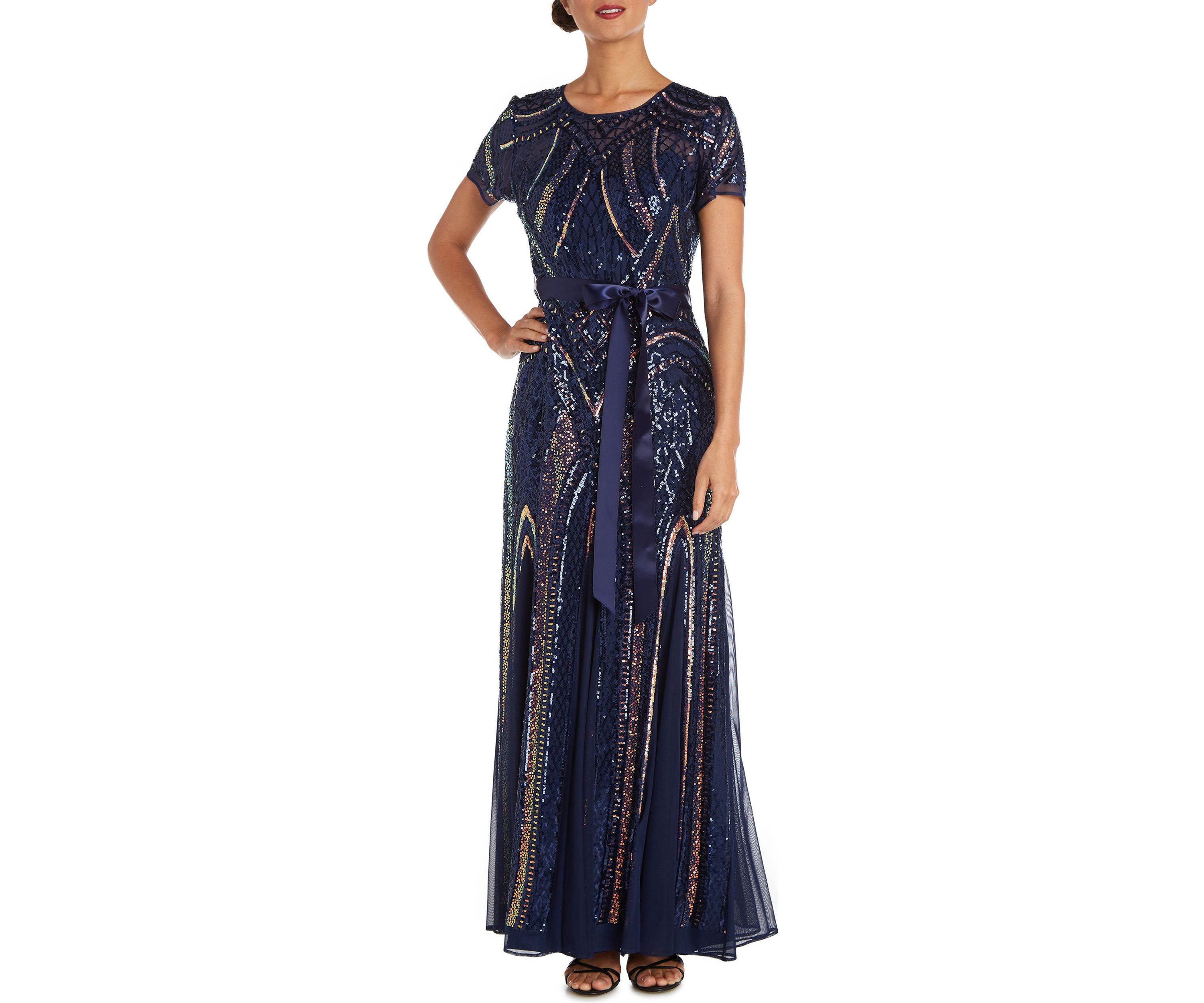 Sequined Rainbow Evening Gown