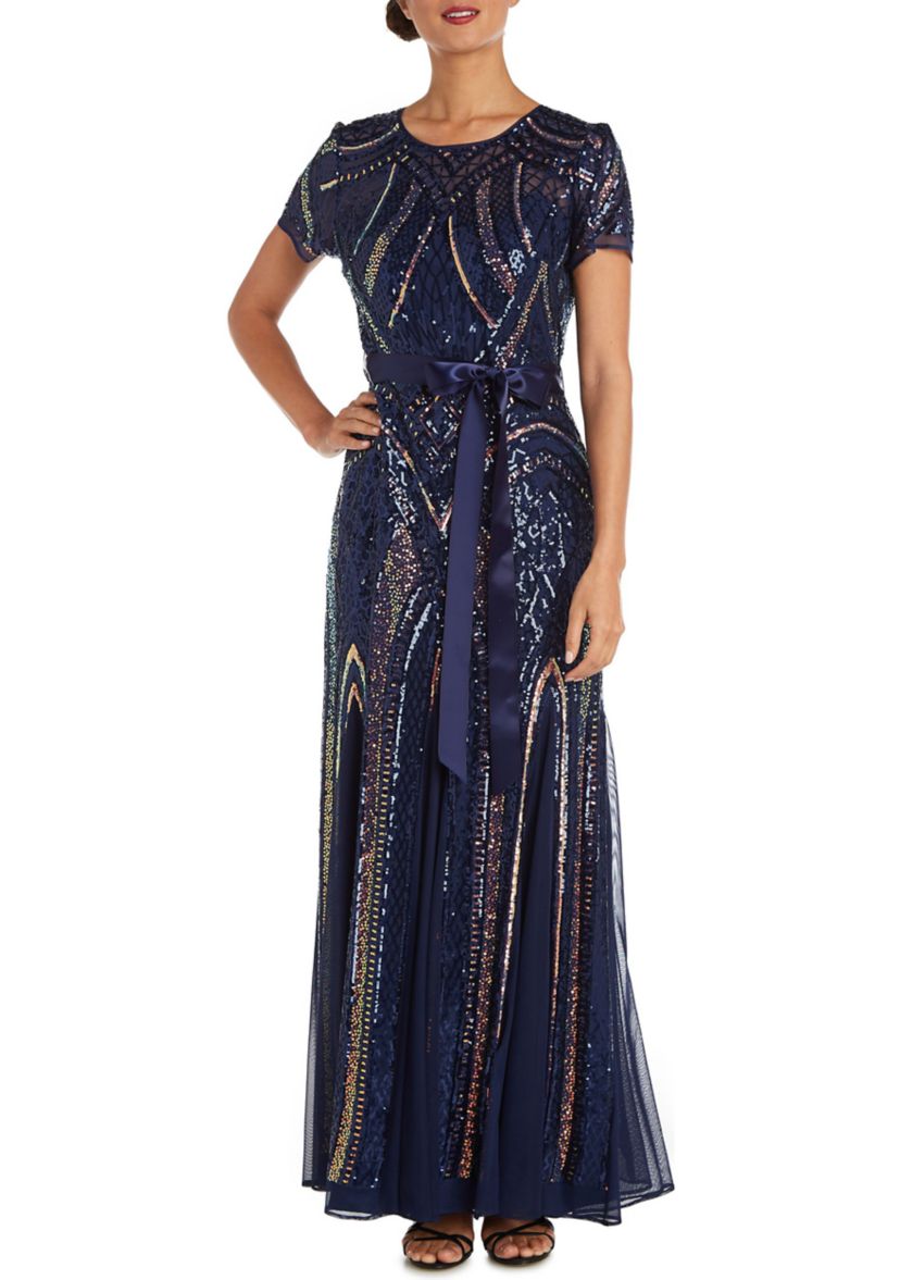 Sequined Rainbow Evening Gown