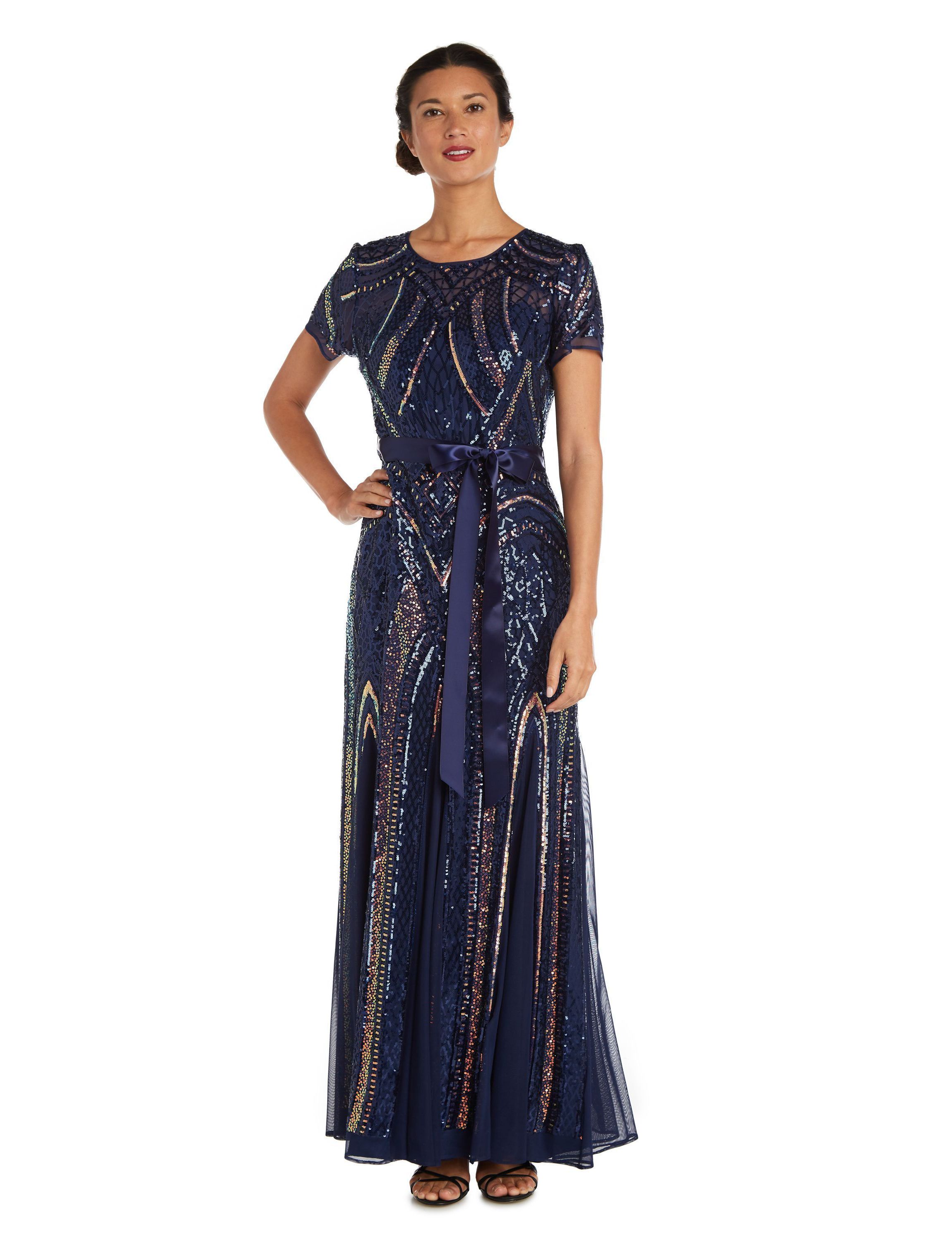 Sequined Rainbow Evening Gown