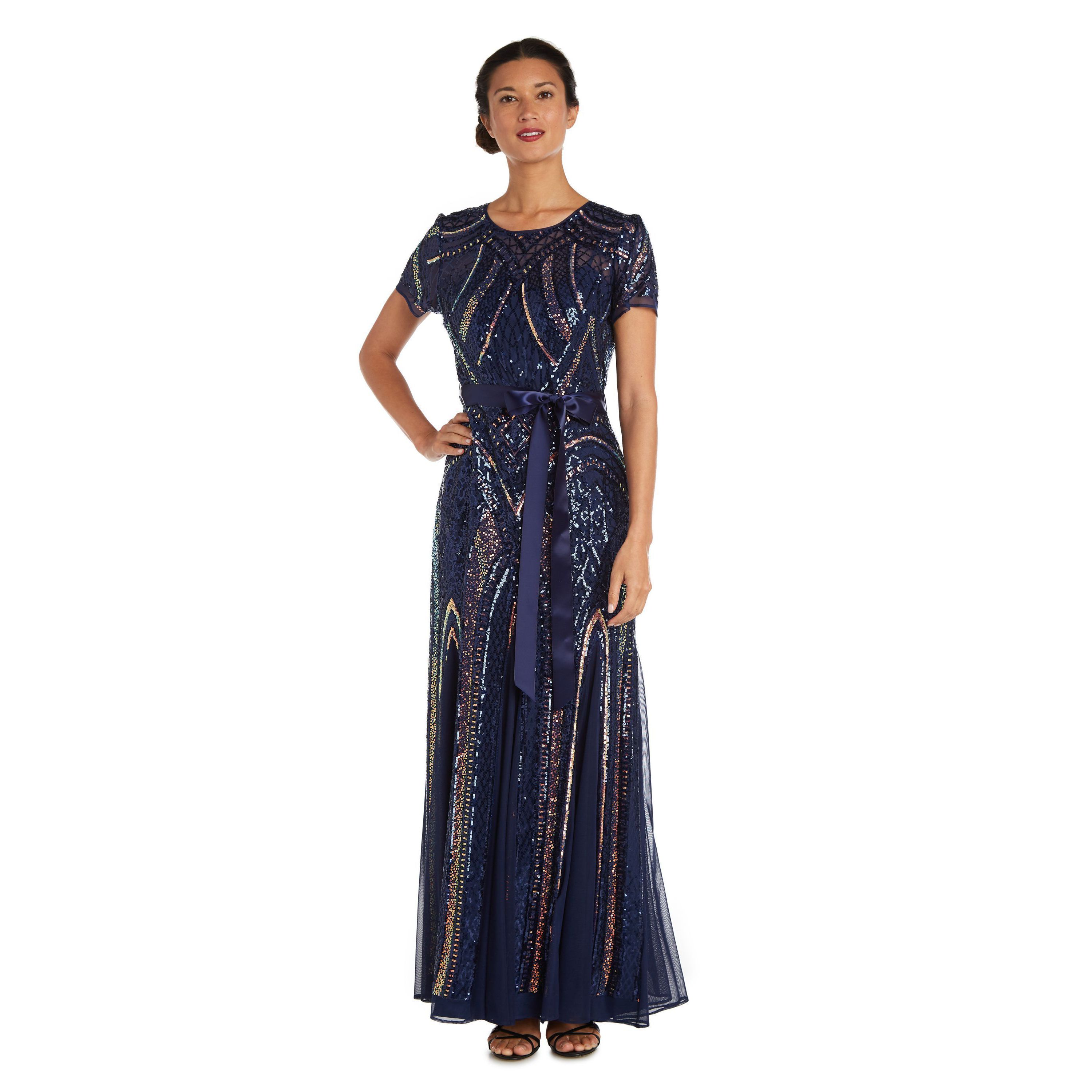 Sequined Rainbow Evening Gown