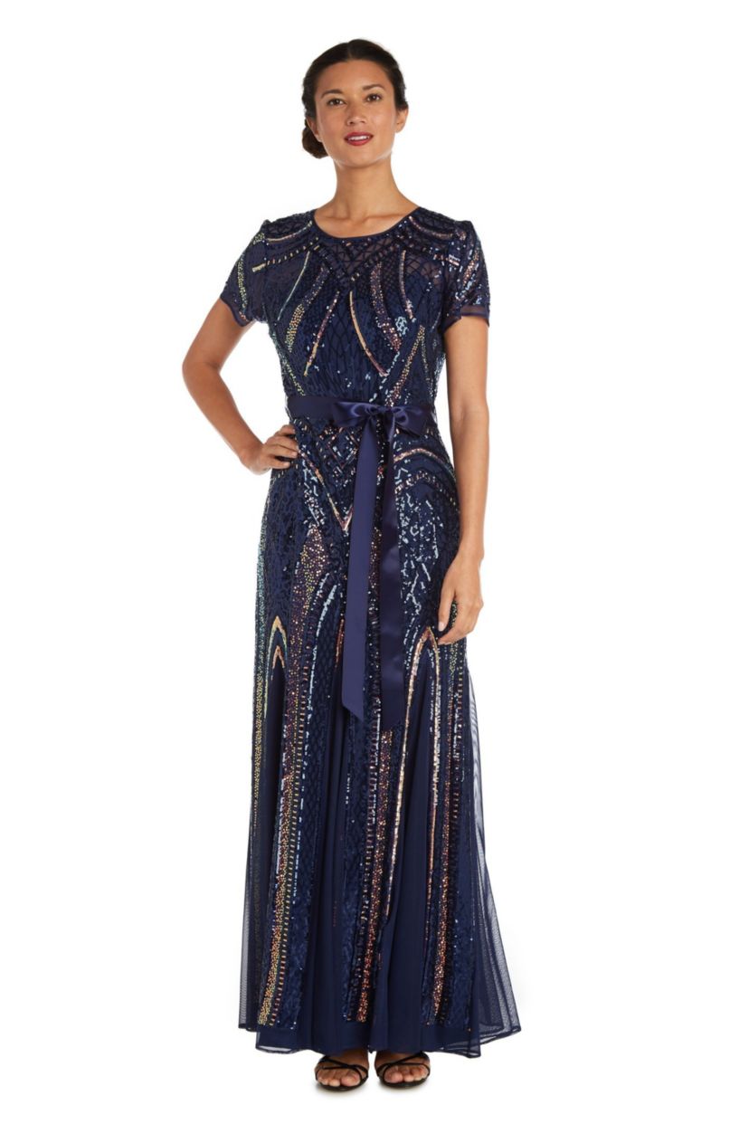 Sequined Rainbow Evening Gown