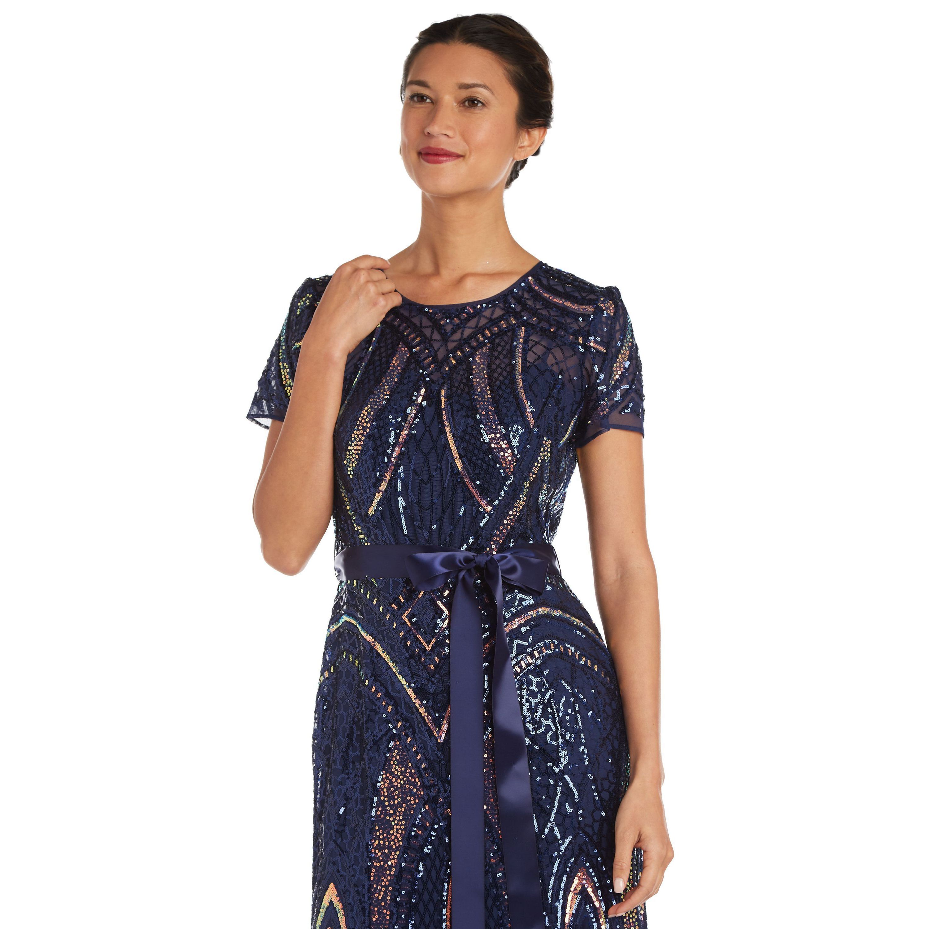 Sequined Rainbow Evening Gown