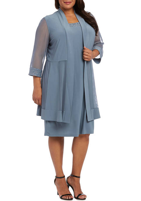 Plus Size Two Piece Sheer Jacket and Dress