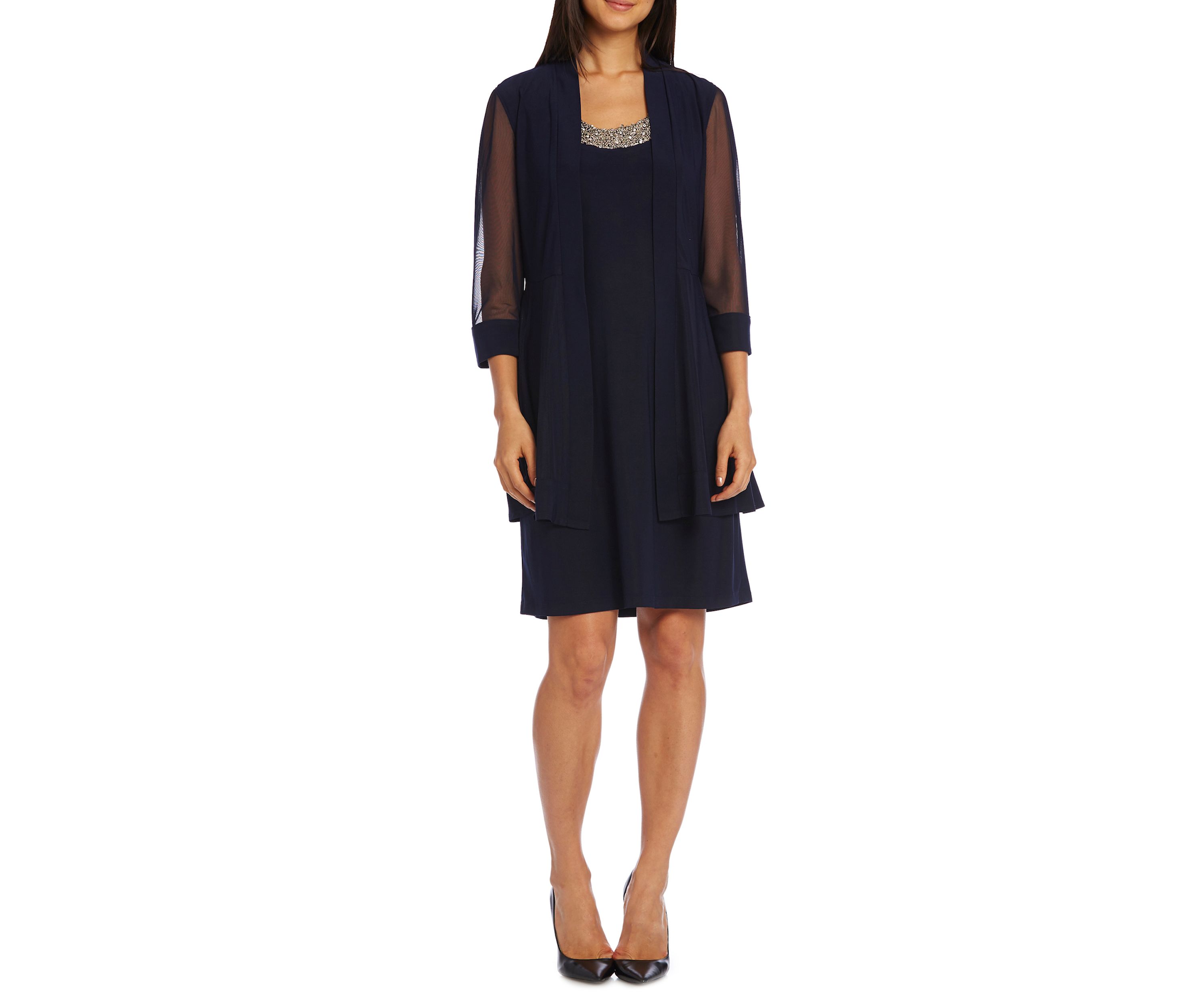 Beaded Neck Jacket Dress