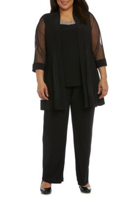 R & M Richards Plus Size 3 Piece Solid Pant Suit | belk