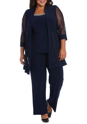 R & M Richards Plus Size 3 Piece Solid Pant Suit | belk