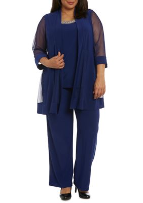 R & M Richards Plus Size 3 Piece Solid Pant Suit | belk