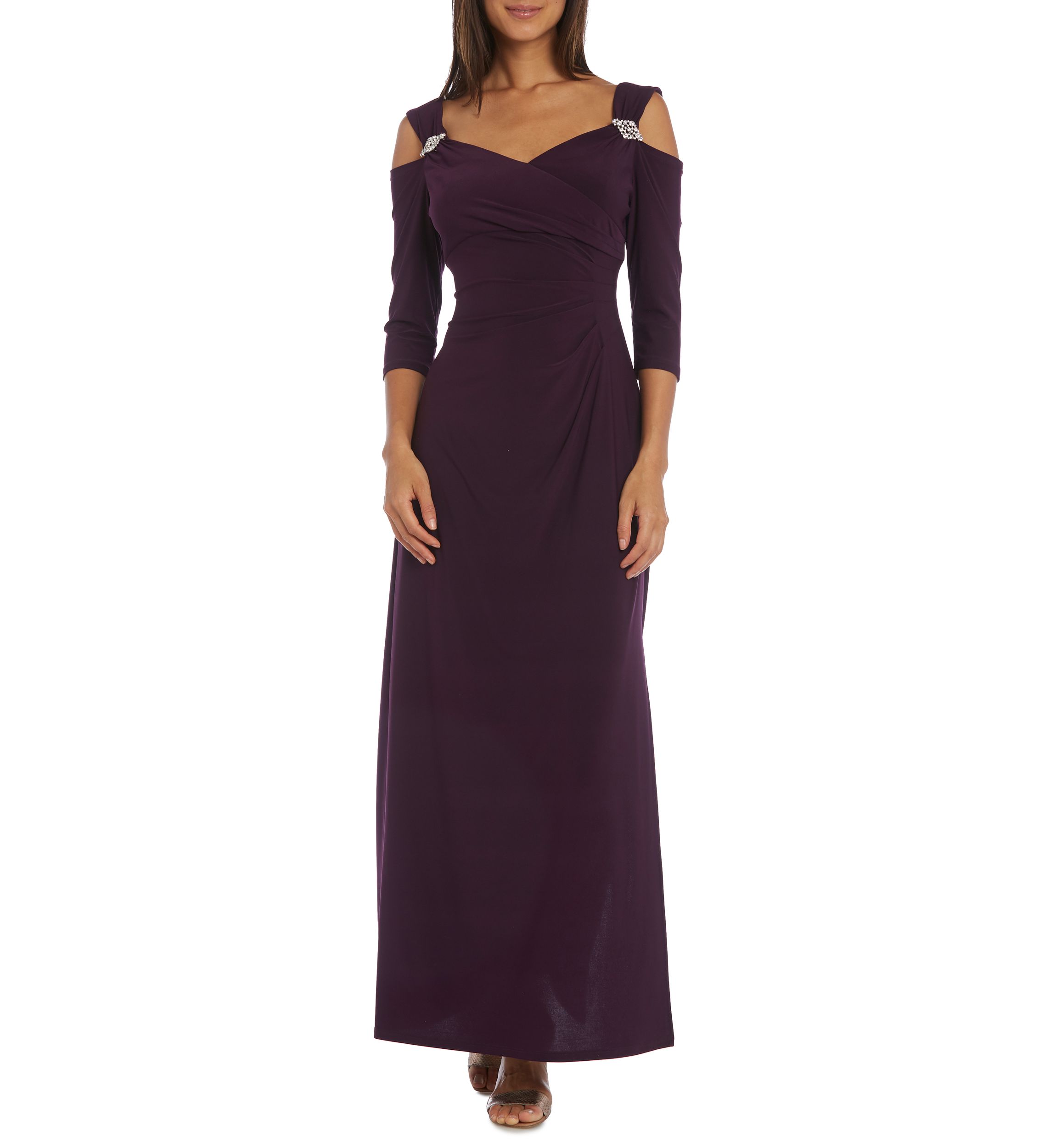 Long Empire Waist Cold Shoulder With 3 4 Sleeves Drs