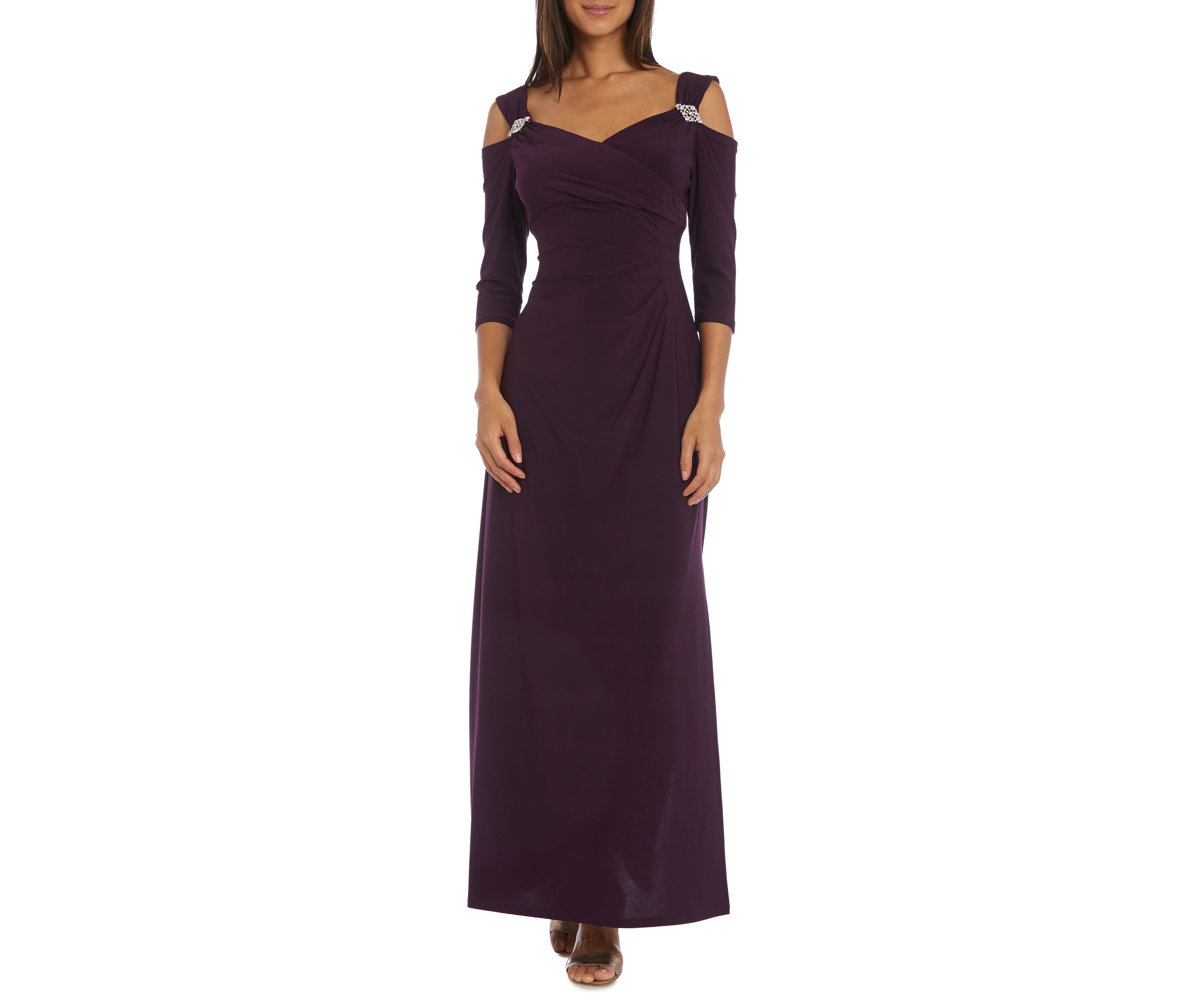 Long Empire Waist Cold Shoulder With 3 4 Sleeves Drs